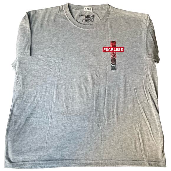 Weekend Warrior Men’s Short Sleeve T-shirt size 3XL, Gray, Fearless Psalms 27:1 - Picture 1 of 8